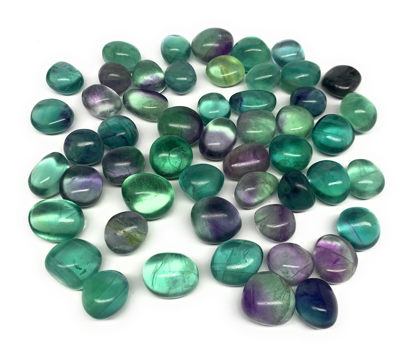 1000g(2.2 lbs),0.9"-1.2",52pcs, Green Fluorite Tumbled Stones @Mozambique,B26927