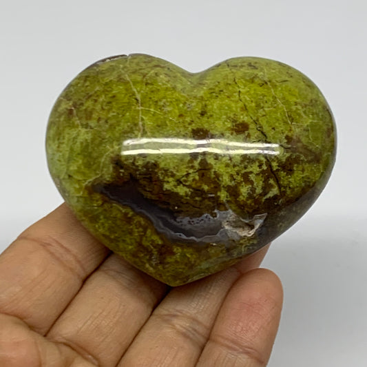 0.30 lbs, 2.2"x2.7"x1.3", Green Opal Heart Polished Gemstone Crystal, B38008