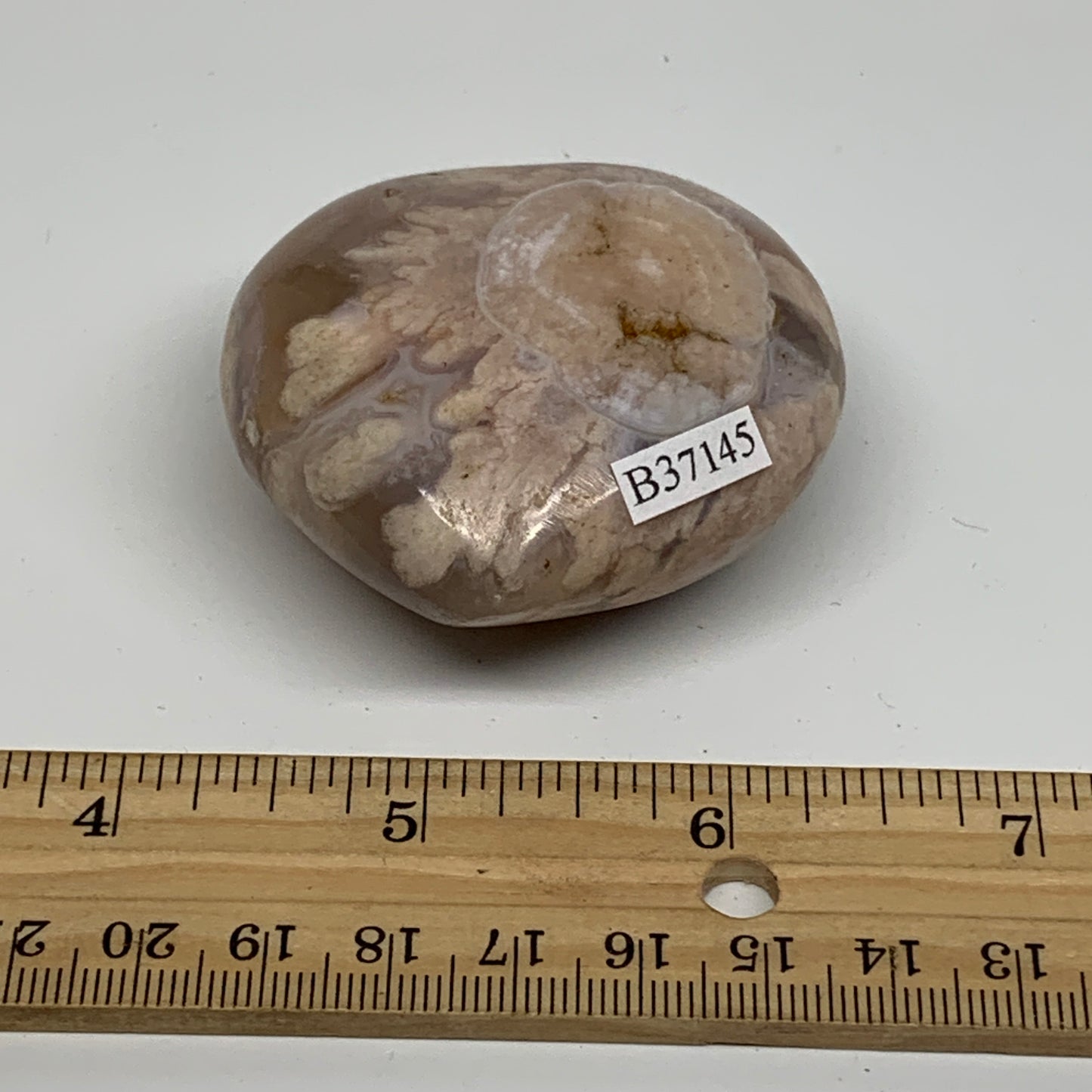 0.24 lbs, 2.1"x2.2"x1.1", Cherry Blossom Flower Agate Heart Crystal, B37145