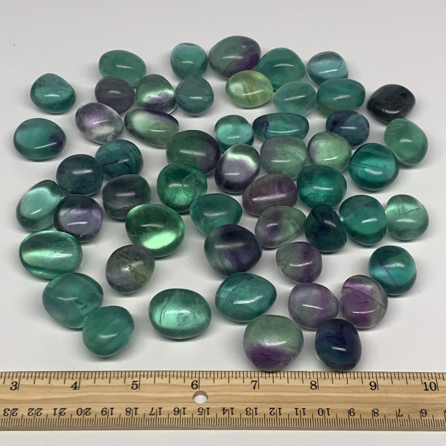 1000g(2.2 lbs),0.9"-1.2",52pcs, Green Fluorite Tumbled Stones @Mozambique,B26927