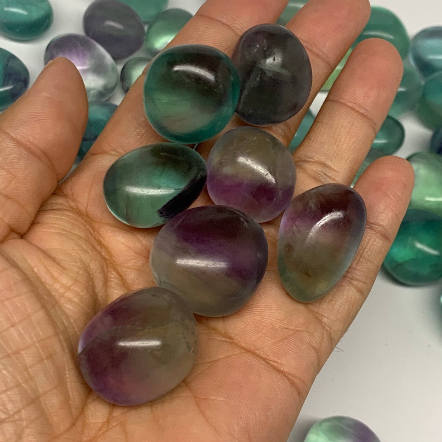 1000g(2.2 lbs),0.9"-1.2",52pcs, Green Fluorite Tumbled Stones @Mozambique,B26927