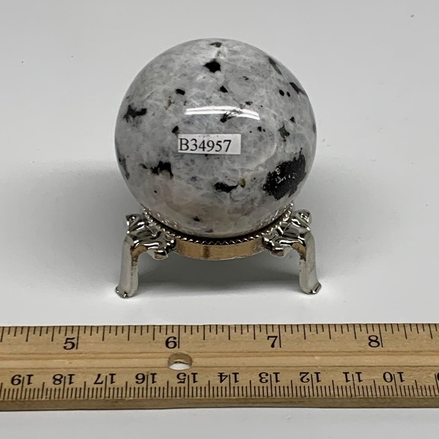 192.7g, 2"(50mm), Natural Rainbow Moonstone Sphere Ball Gemstone, B34957