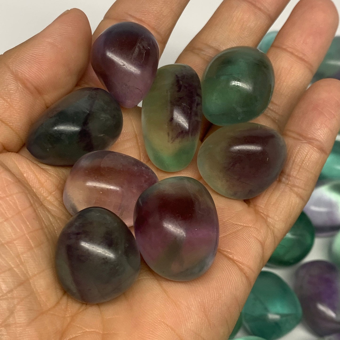 1000g(2.2 lbs),0.9"-1.2",52pcs, Green Fluorite Tumbled Stones @Mozambique,B26927