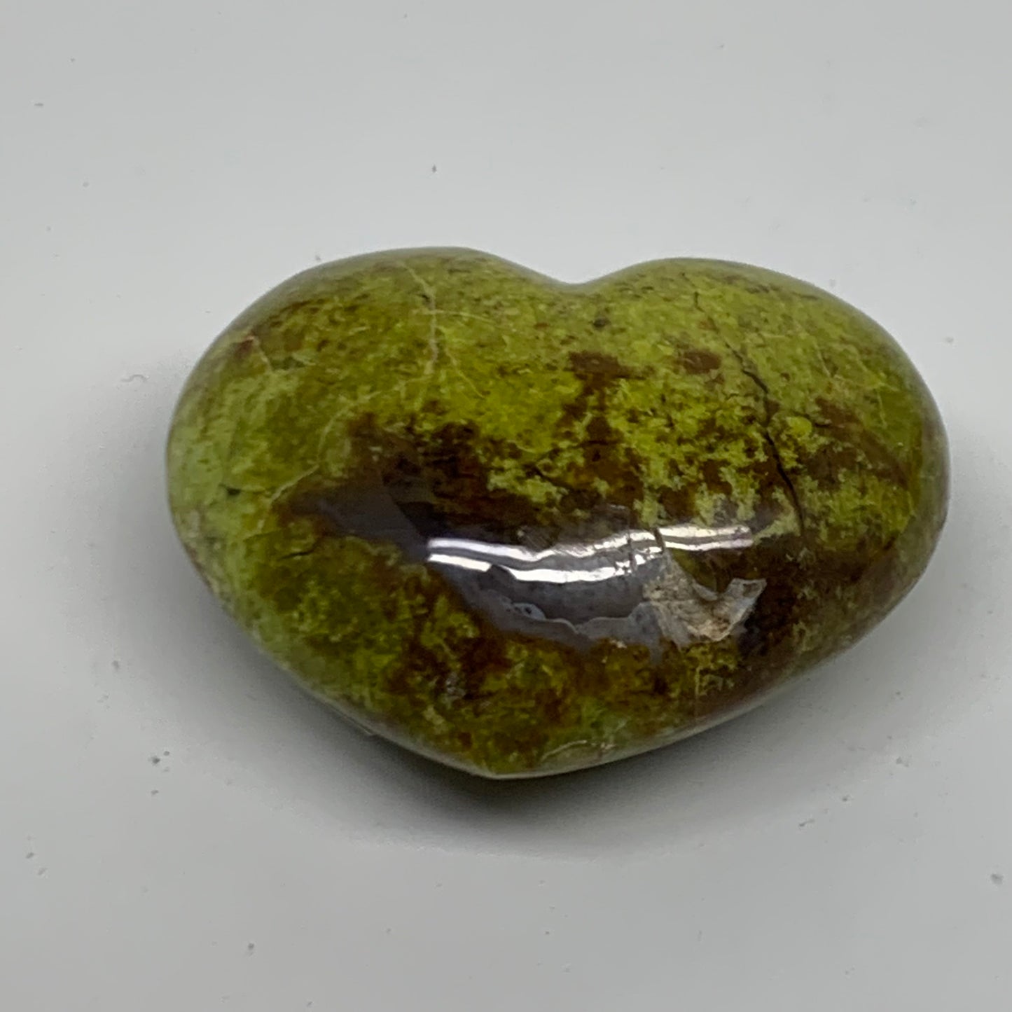 0.30 lbs, 2.2"x2.7"x1.3", Green Opal Heart Polished Gemstone Crystal, B38008