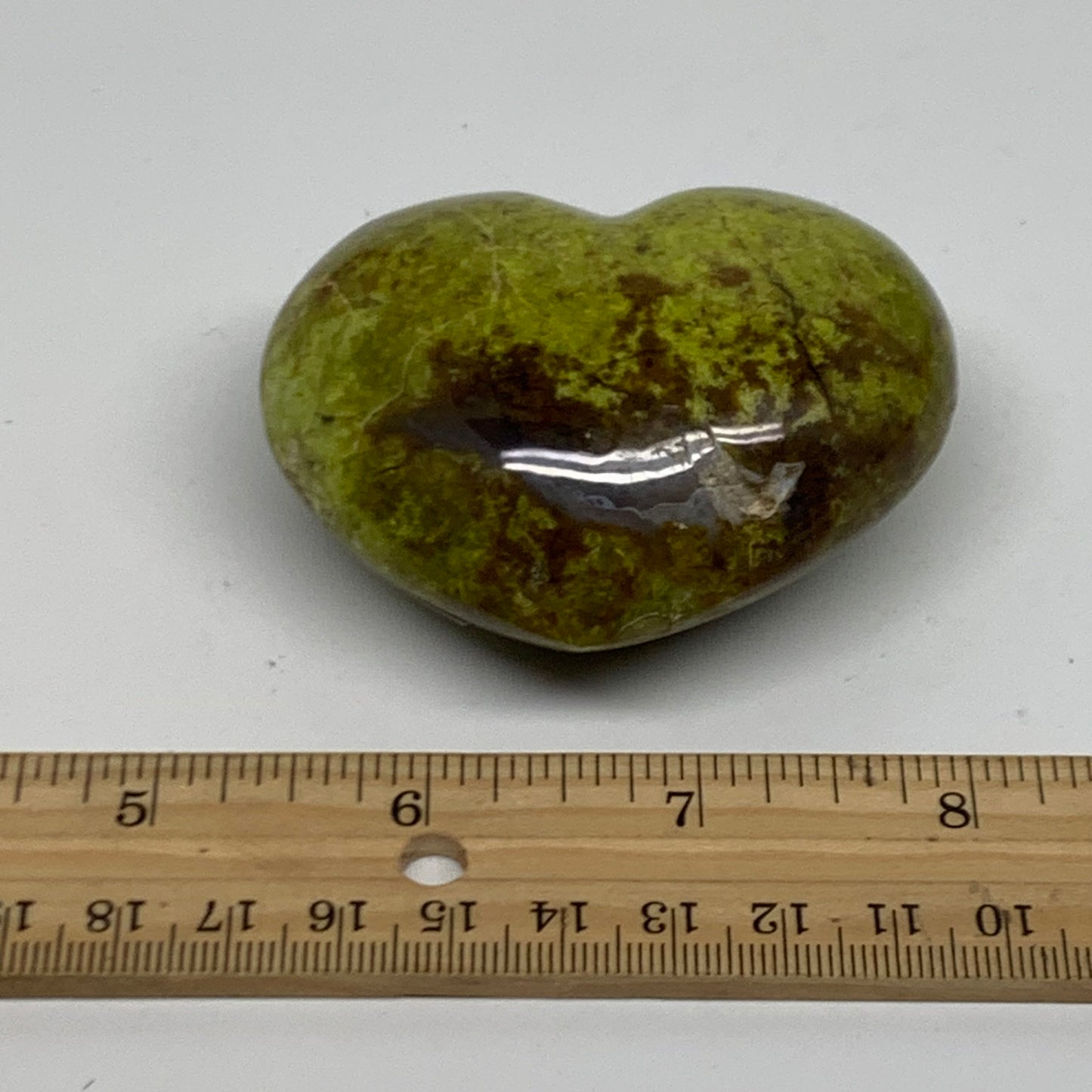 0.30 lbs, 2.2"x2.7"x1.3", Green Opal Heart Polished Gemstone Crystal, B38008