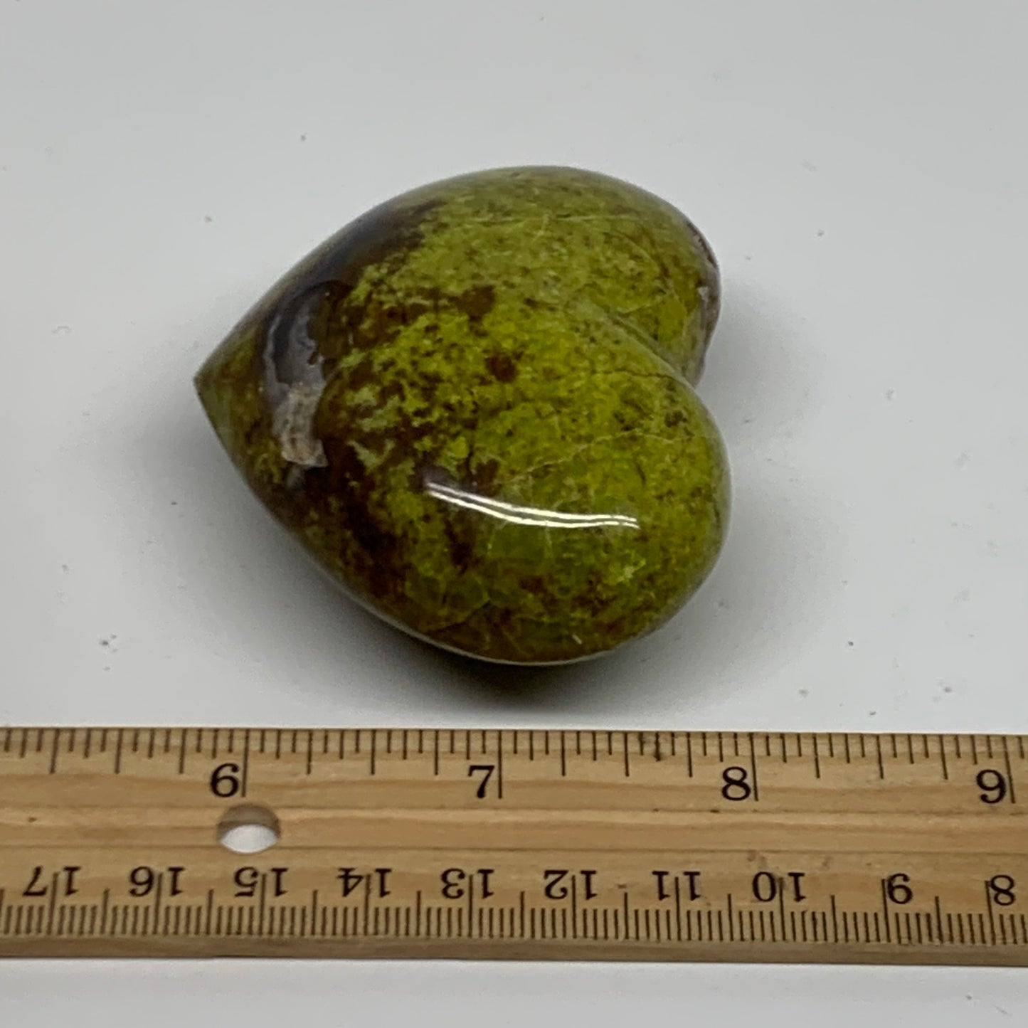 0.30 lbs, 2.2"x2.7"x1.3", Green Opal Heart Polished Gemstone Crystal, B38008