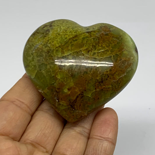 0.23 lbs, 2.2"x2.5"x1.2", Green Opal Heart Polished Gemstone Crystal, B38009