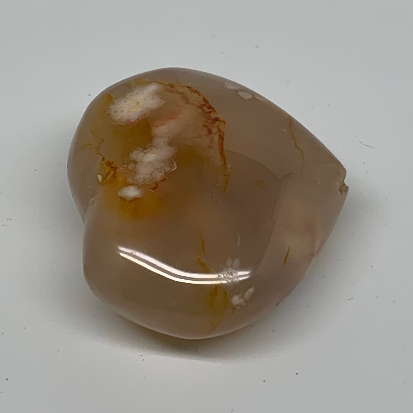 0.23 lbs, 2"x2.3"x1.1", Cherry Blossom Flower Agate Heart Crystal, B37143