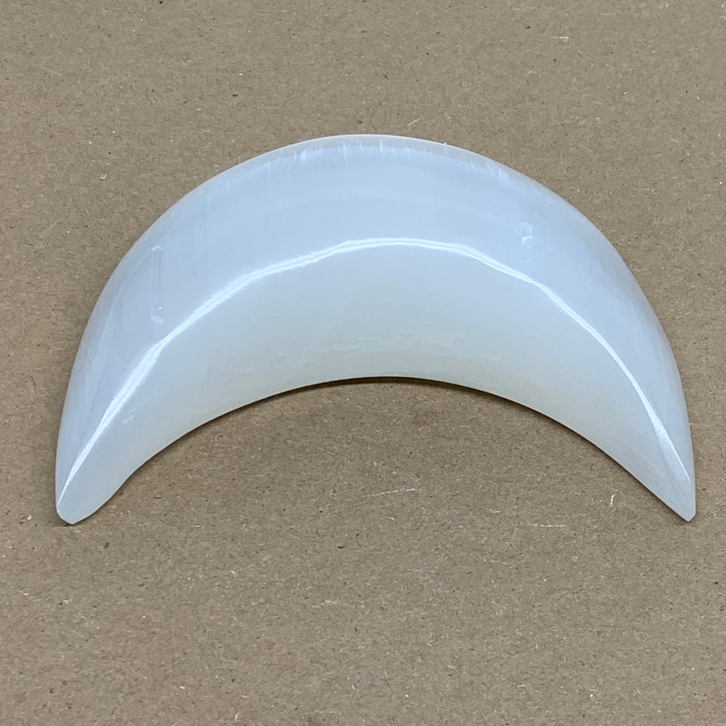 244g, 4.4"x2.2"x1", Selenite Crescent Moon Crystal (Satin Spar), B36270