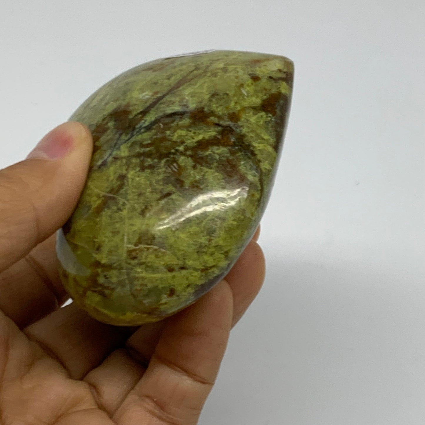 0.38 lbs, 2.6"x3.1"x1.4", Green Opal Heart Polished Gemstone Crystal, B38010