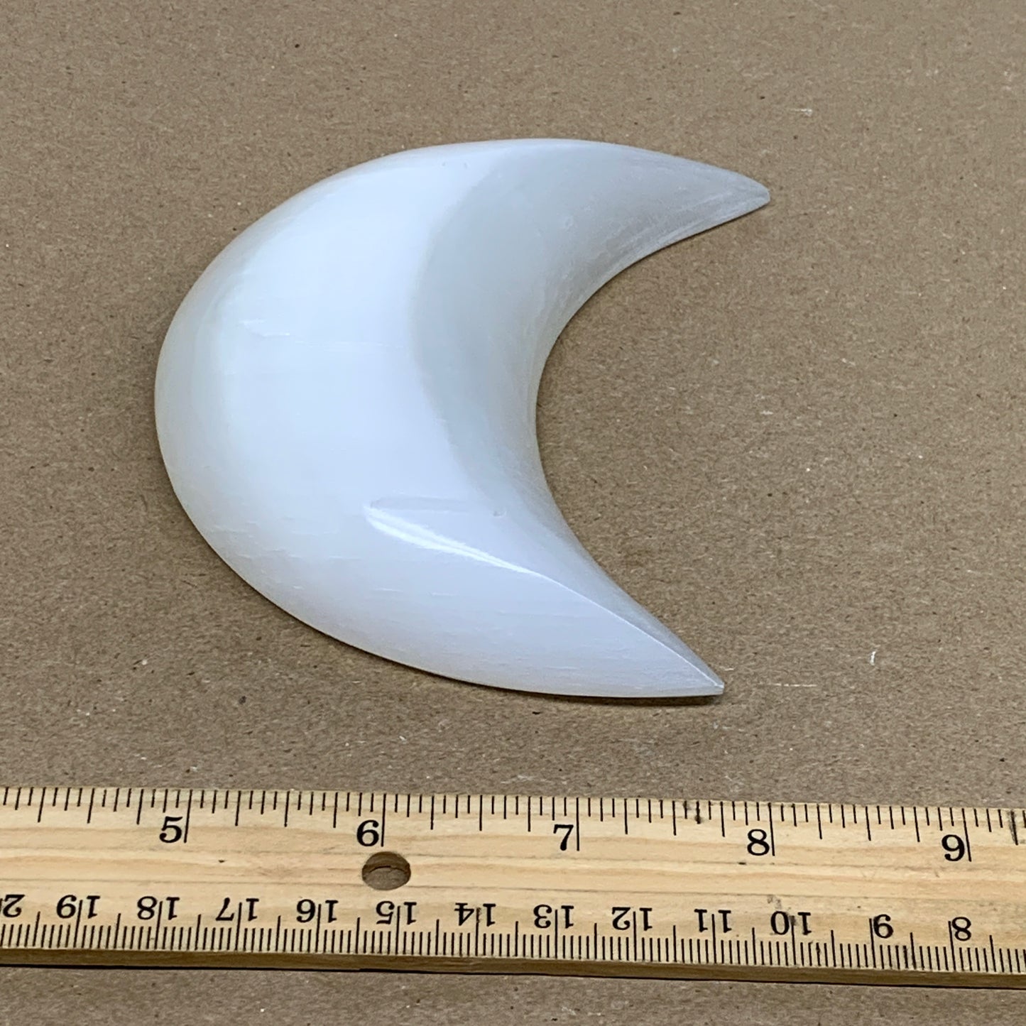 244g, 4.4"x2.2"x1", Selenite Crescent Moon Crystal (Satin Spar), B36270