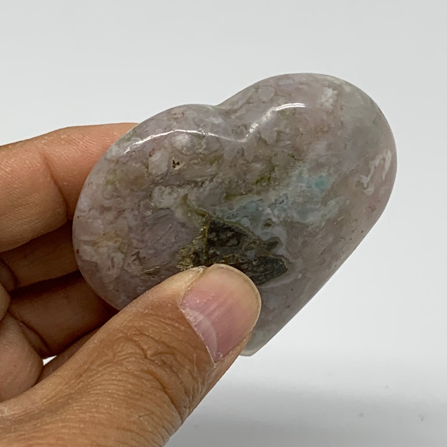 0.20 lbs, 2.3"x2.5"x0.8", Cherry Blossom Flower Agate Heart Crystal, B37142