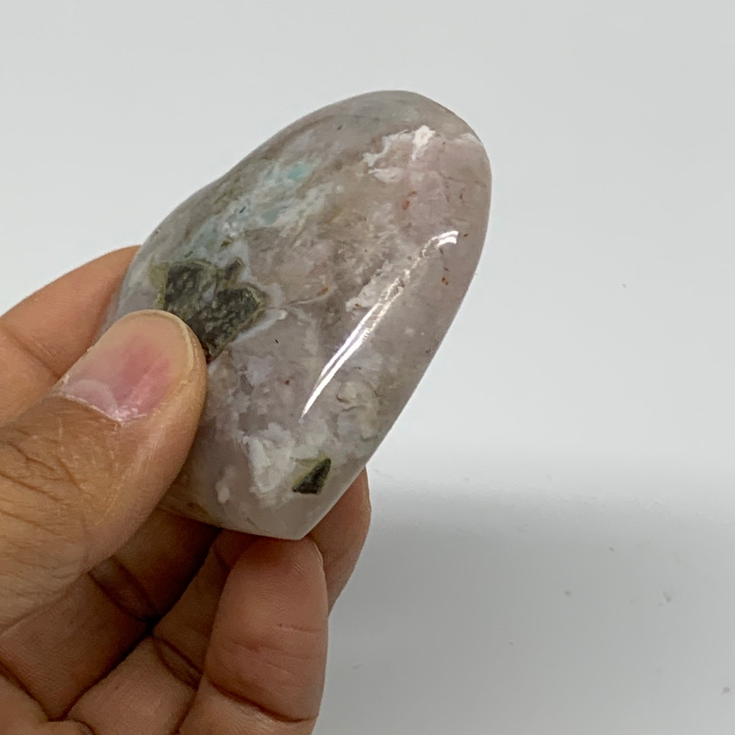 0.20 lbs, 2.3"x2.5"x0.8", Cherry Blossom Flower Agate Heart Crystal, B37142