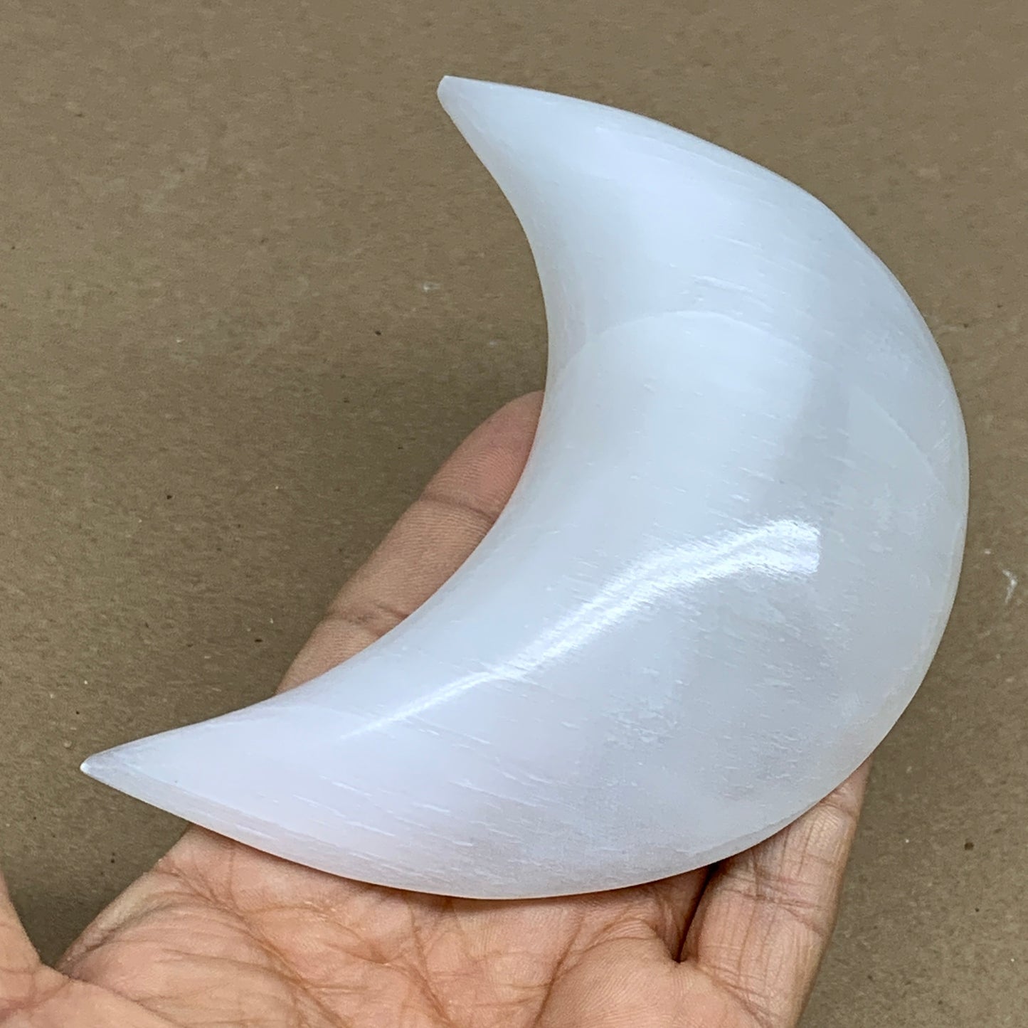 220g, 4.4"x2.2"x1", Selenite Crescent Moon Crystal (Satin Spar), B36271