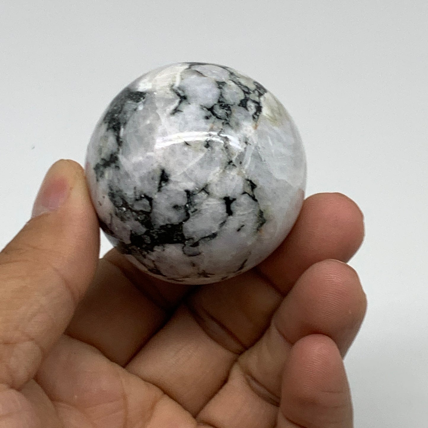 119.9g, 1.7"(43mm), Natural Rainbow Moonstone Sphere Ball Gemstone, B34960