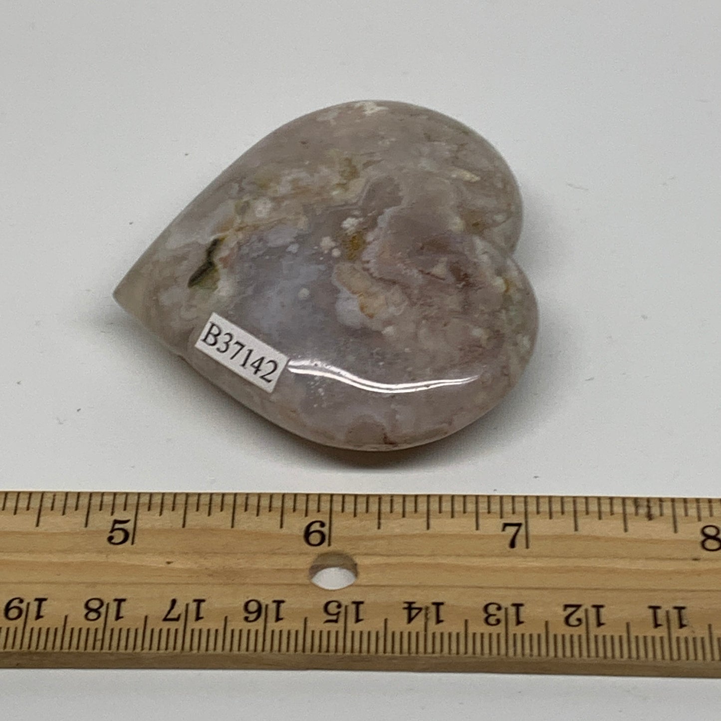 0.20 lbs, 2.3"x2.5"x0.8", Cherry Blossom Flower Agate Heart Crystal, B37142