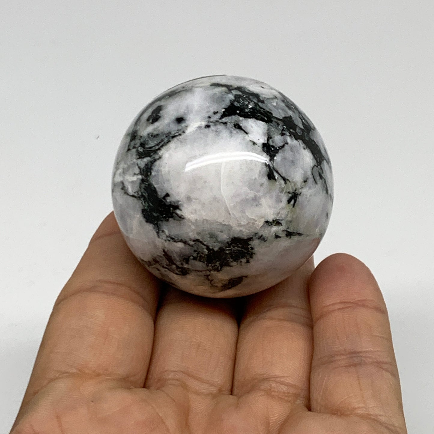 119.9g, 1.7"(43mm), Natural Rainbow Moonstone Sphere Ball Gemstone, B34960