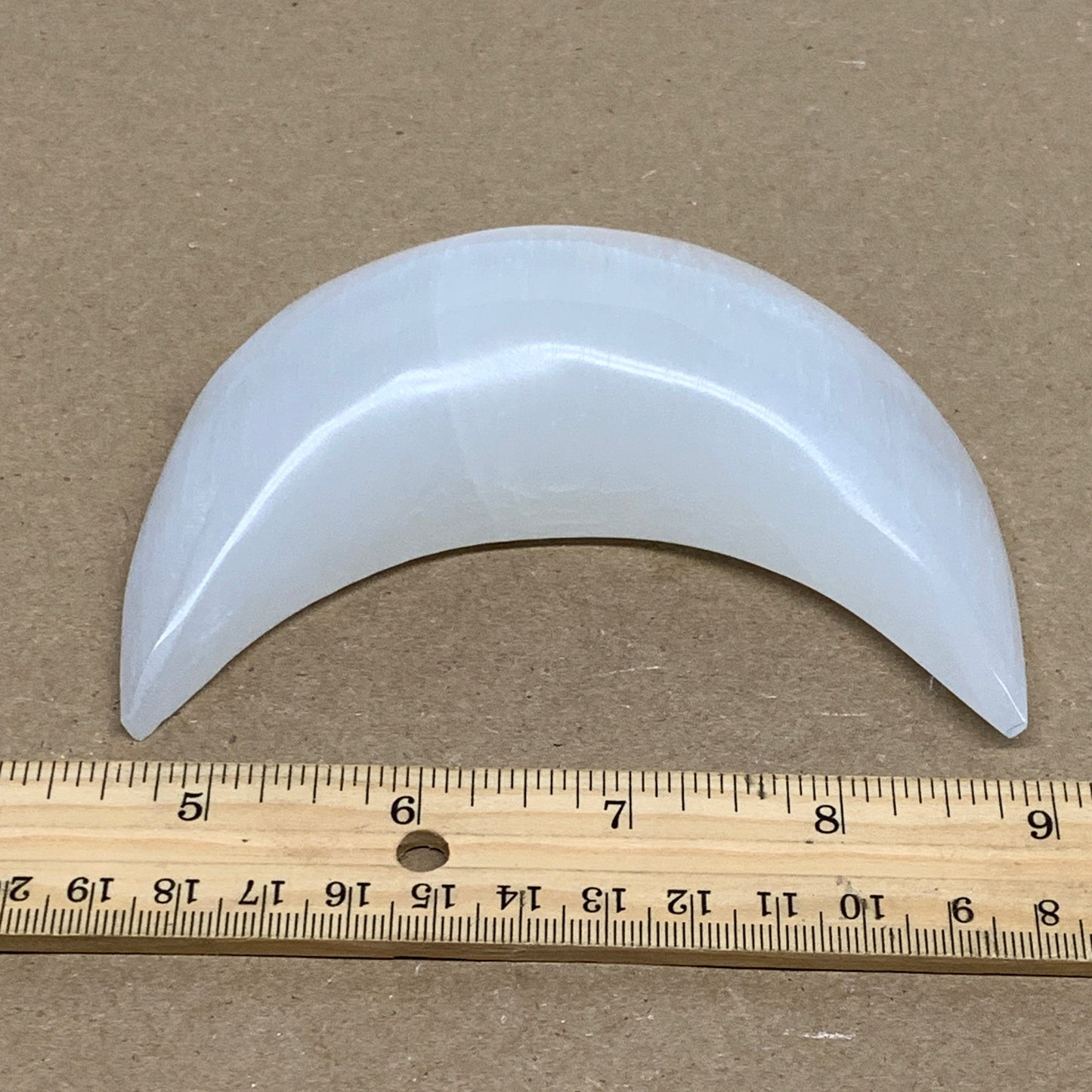 220g, 4.4"x2.2"x1", Selenite Crescent Moon Crystal (Satin Spar), B36271