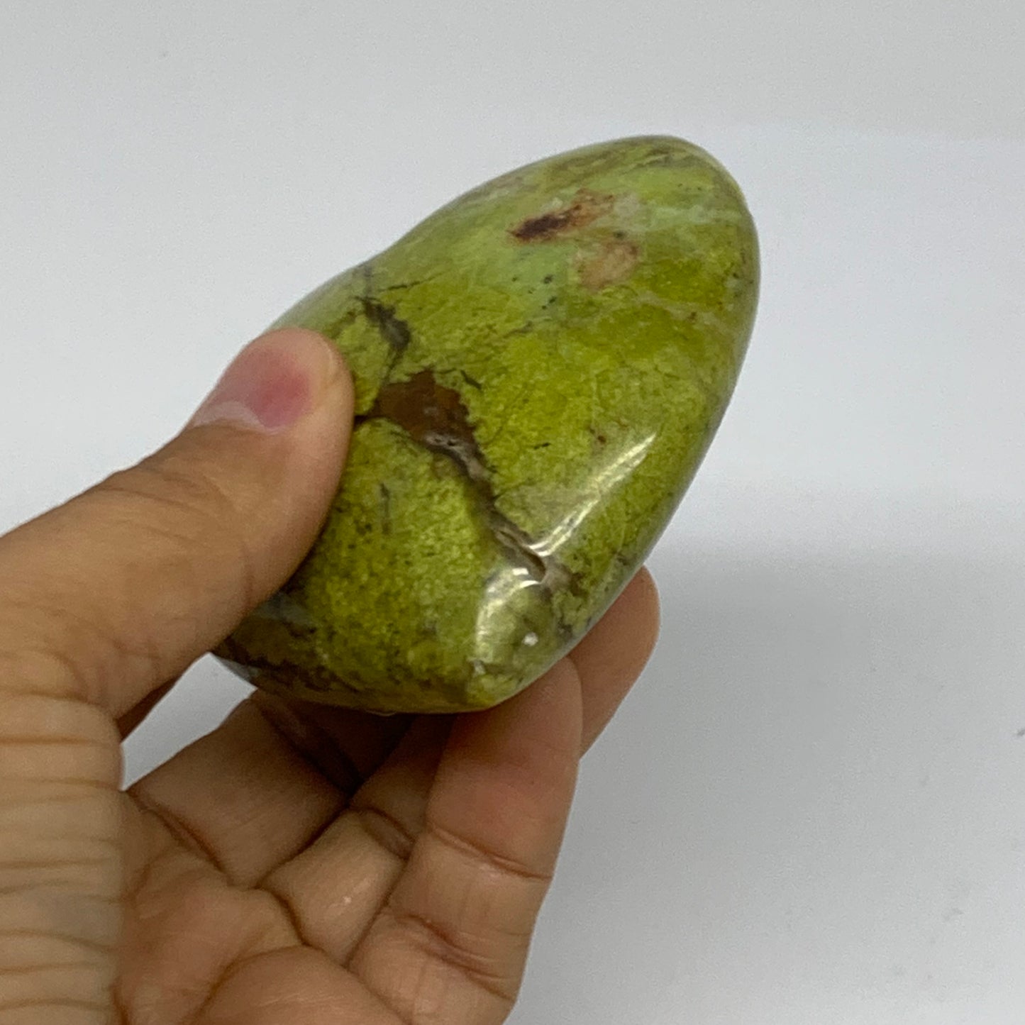 0.38 lbs, 2.9"x2.9"x1.3", Green Opal Heart Polished Gemstone Crystal, B38011