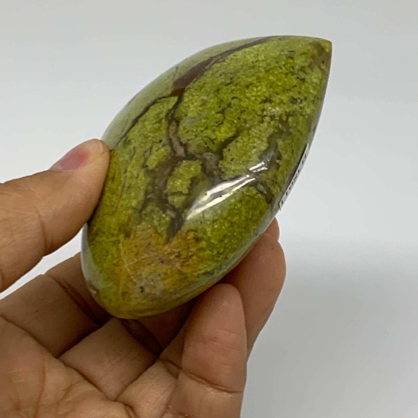 0.38 lbs, 2.9"x2.9"x1.3", Green Opal Heart Polished Gemstone Crystal, B38011
