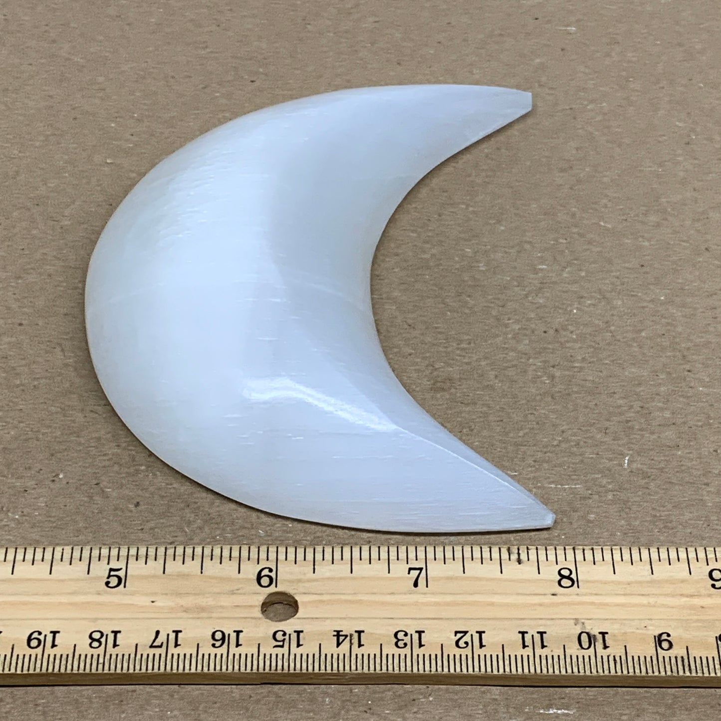 220g, 4.4"x2.2"x1", Selenite Crescent Moon Crystal (Satin Spar), B36271