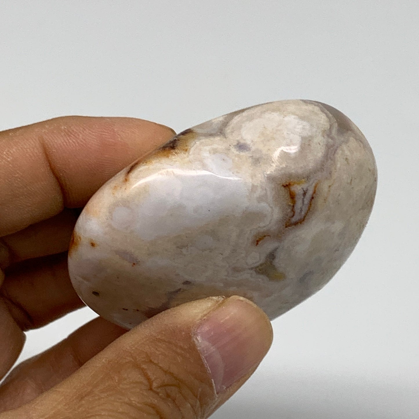 0.25 lbs, 2.1"x2.4"x1.1", Cherry Blossom Flower Agate Heart Crystal, B37141