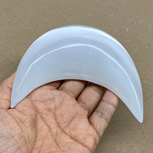 230g, 4.3"x2.2"x1.1", Selenite Crescent Moon Crystal (Satin Spar), B36272