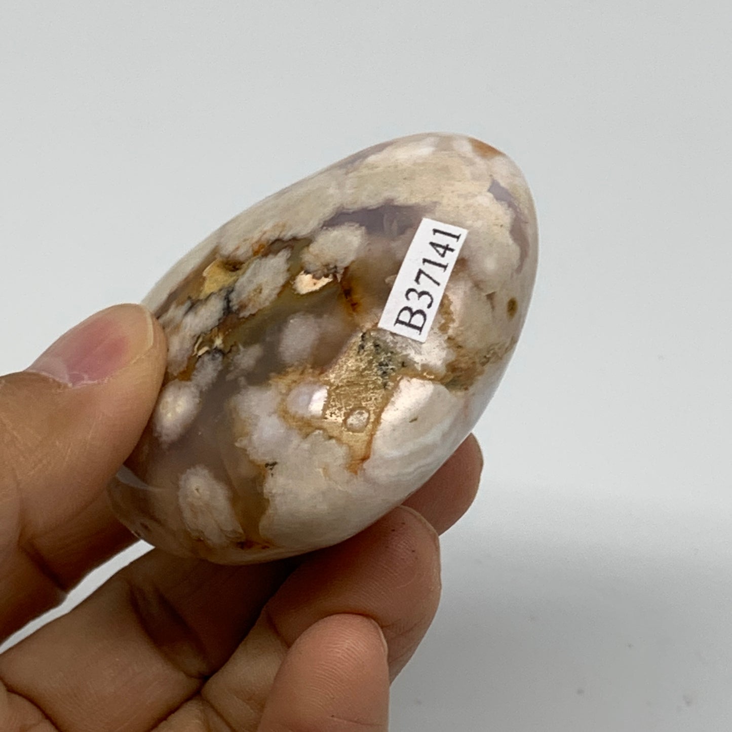 0.25 lbs, 2.1"x2.4"x1.1", Cherry Blossom Flower Agate Heart Crystal, B37141