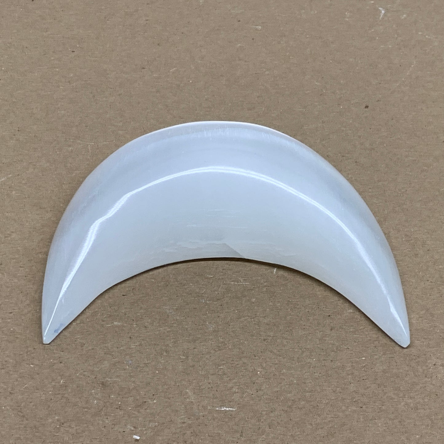 230g, 4.3"x2.2"x1.1", Selenite Crescent Moon Crystal (Satin Spar), B36272