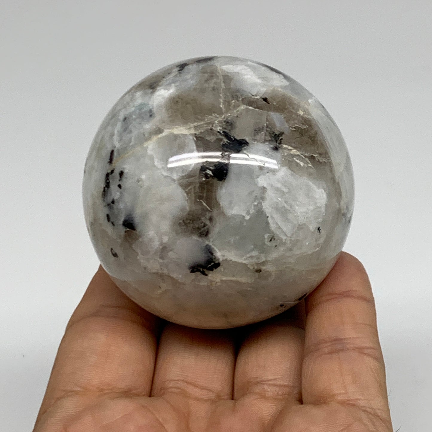 248.6g, 2.2"(56mm), Natural Rainbow Moonstone Sphere Ball Gemstone, B34961