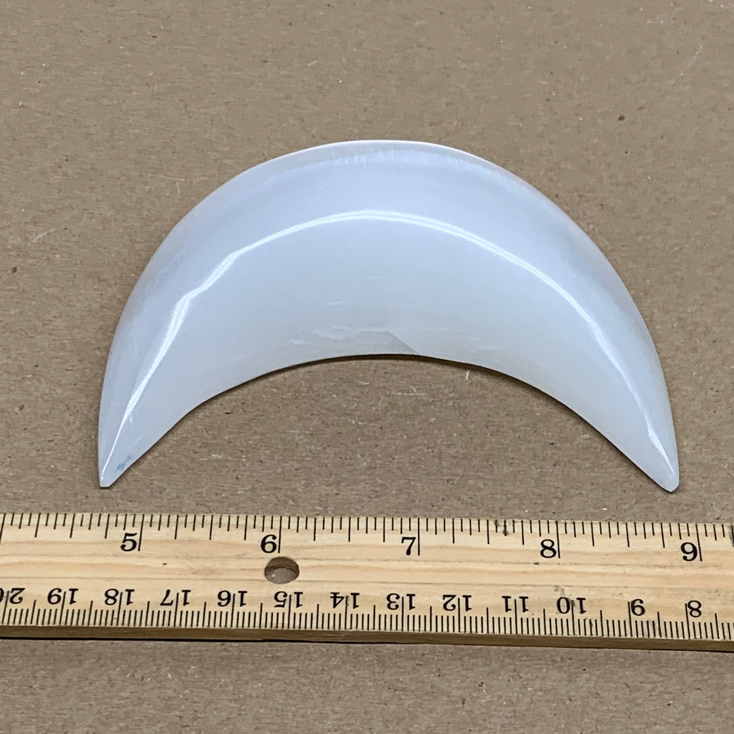 230g, 4.3"x2.2"x1.1", Selenite Crescent Moon Crystal (Satin Spar), B36272
