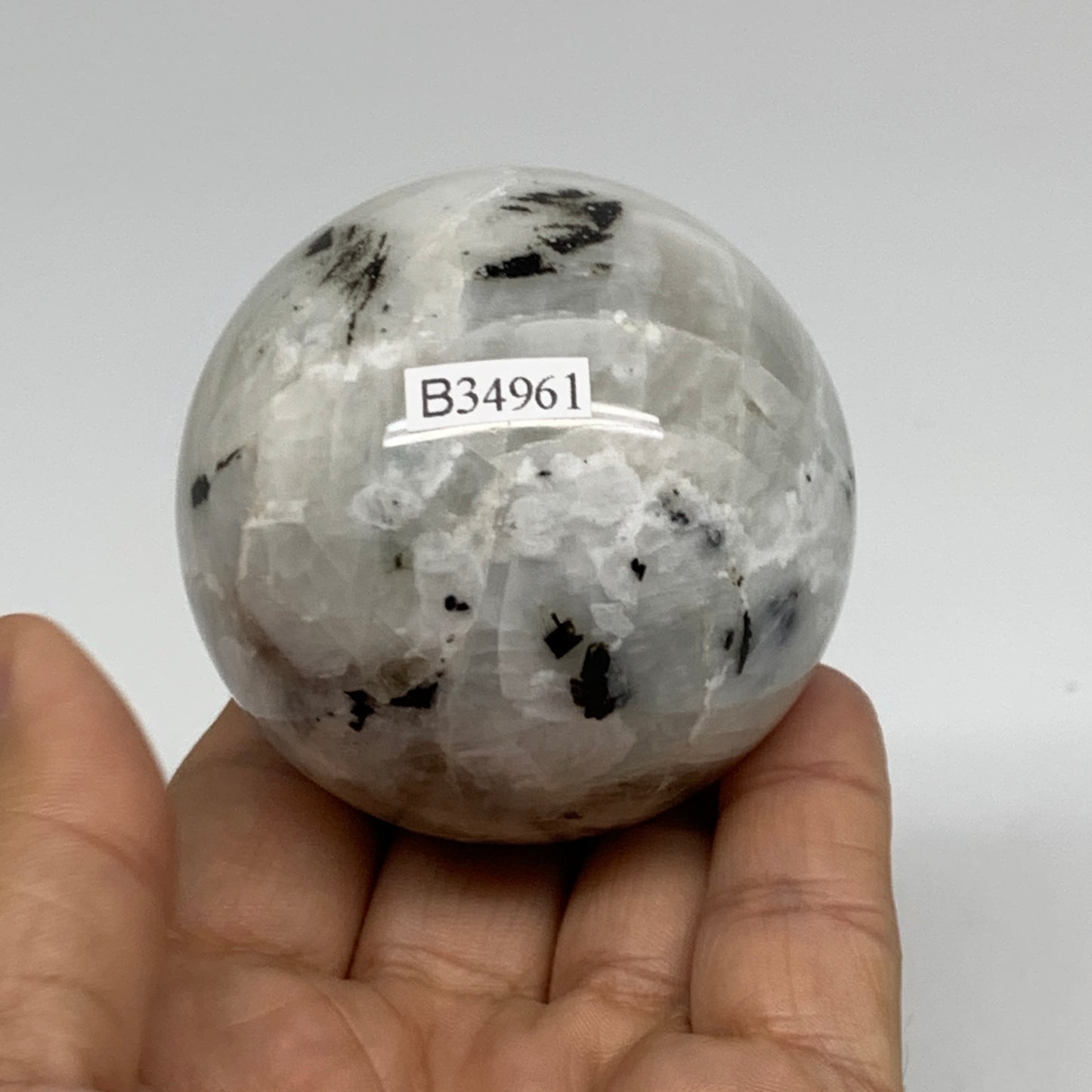 248.6g, 2.2"(56mm), Natural Rainbow Moonstone Sphere Ball Gemstone, B34961