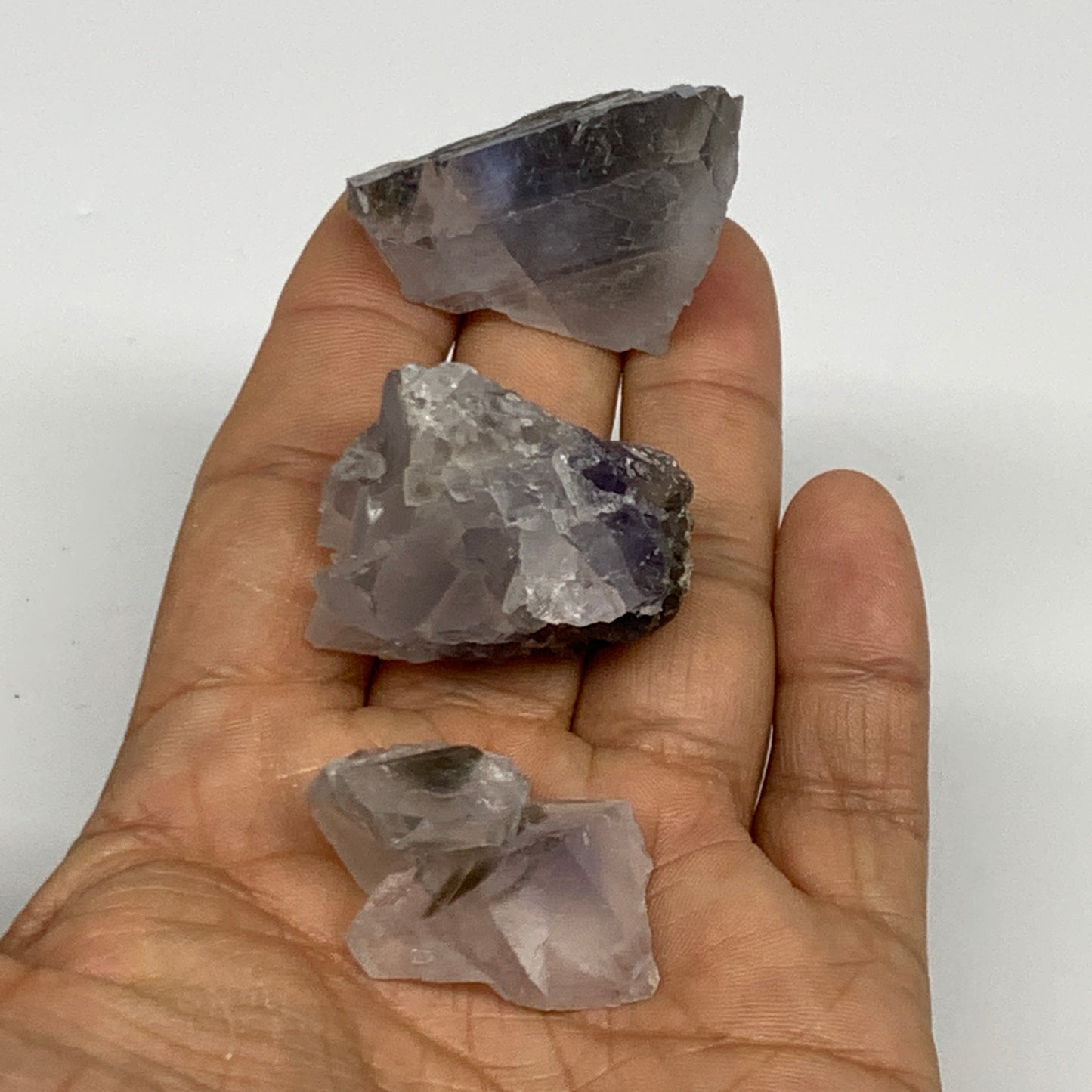 62.9g,1.3"-1.6",3pcs, Purple Fluorite Crystal Mineral Specimen @Pakistan,B27711