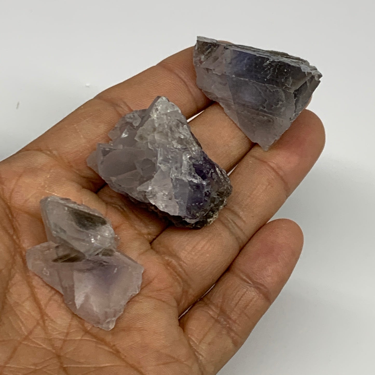62.9g,1.3"-1.6",3pcs, Purple Fluorite Crystal Mineral Specimen @Pakistan,B27711
