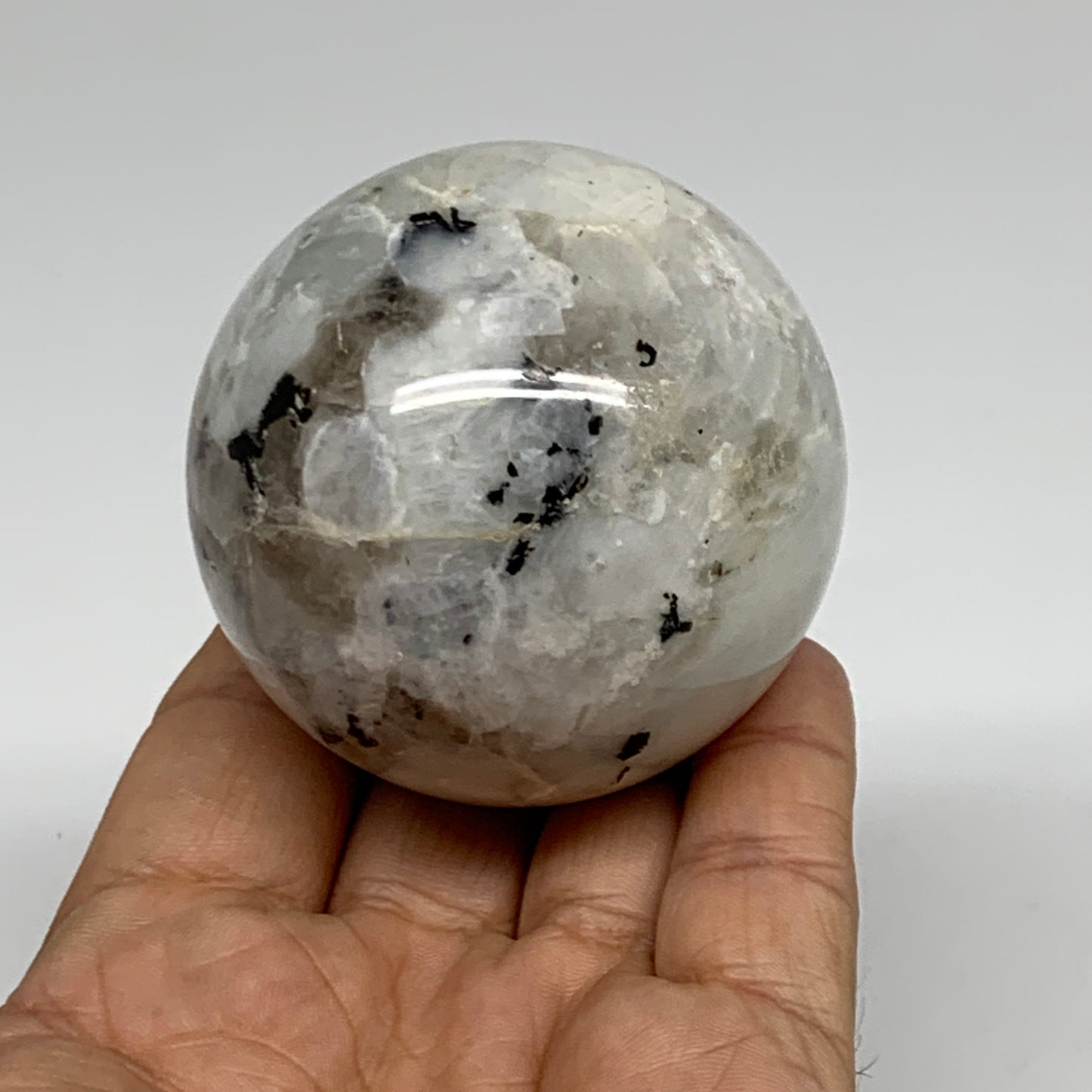 248.6g, 2.2"(56mm), Natural Rainbow Moonstone Sphere Ball Gemstone, B34961