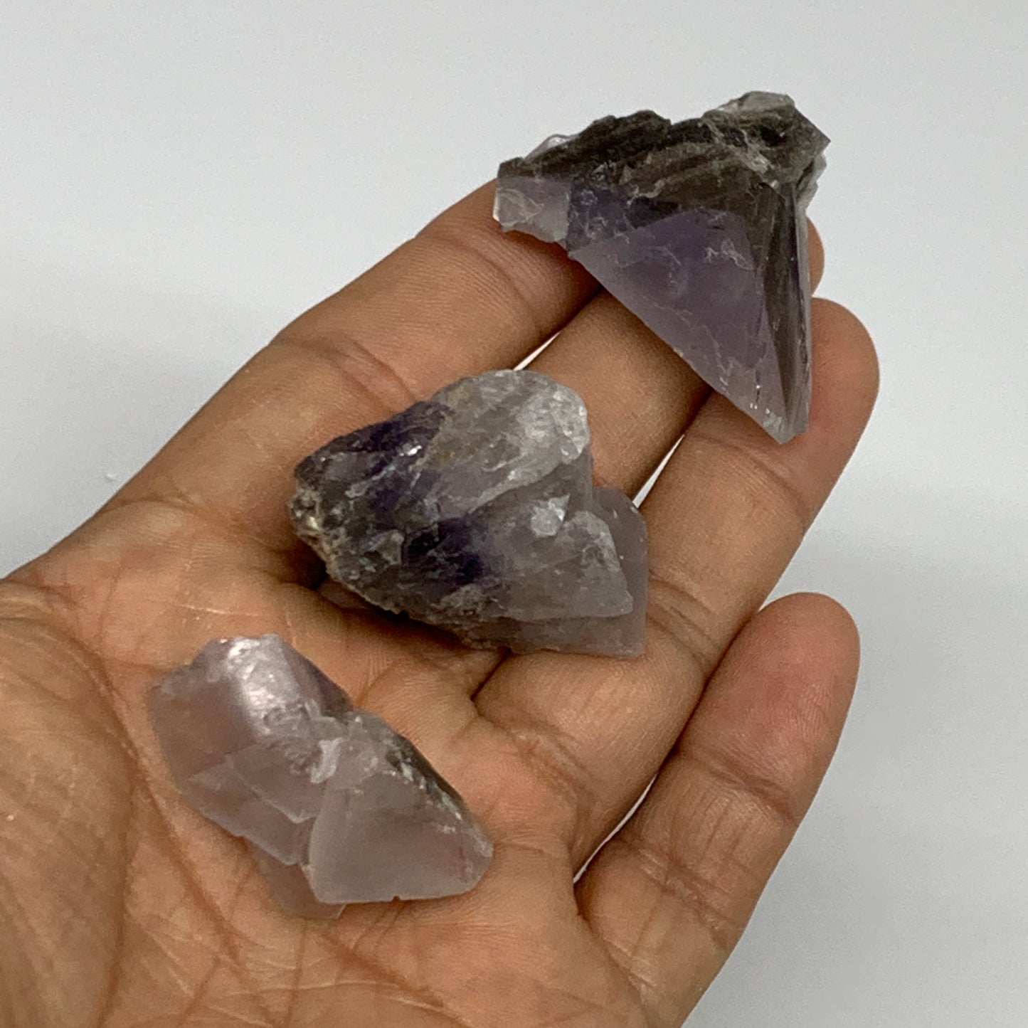 62.9g,1.3"-1.6",3pcs, Purple Fluorite Crystal Mineral Specimen @Pakistan,B27711