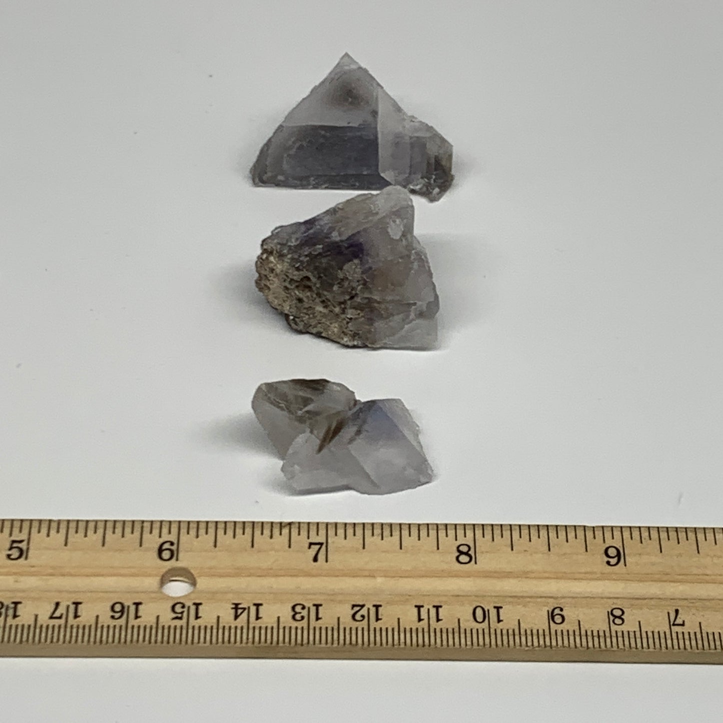 62.9g,1.3"-1.6",3pcs, Purple Fluorite Crystal Mineral Specimen @Pakistan,B27711