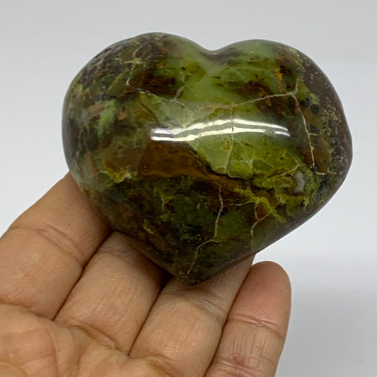0.31 lbs, 2.3"x2.6"x1.4", Green Opal Heart Polished Gemstone Crystal, B38013