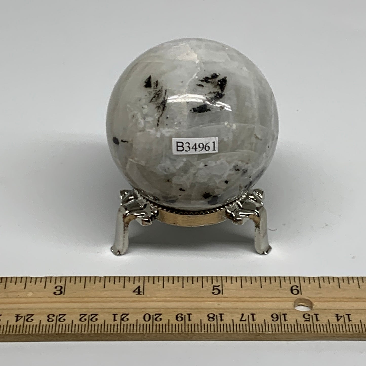 248.6g, 2.2"(56mm), Natural Rainbow Moonstone Sphere Ball Gemstone, B34961