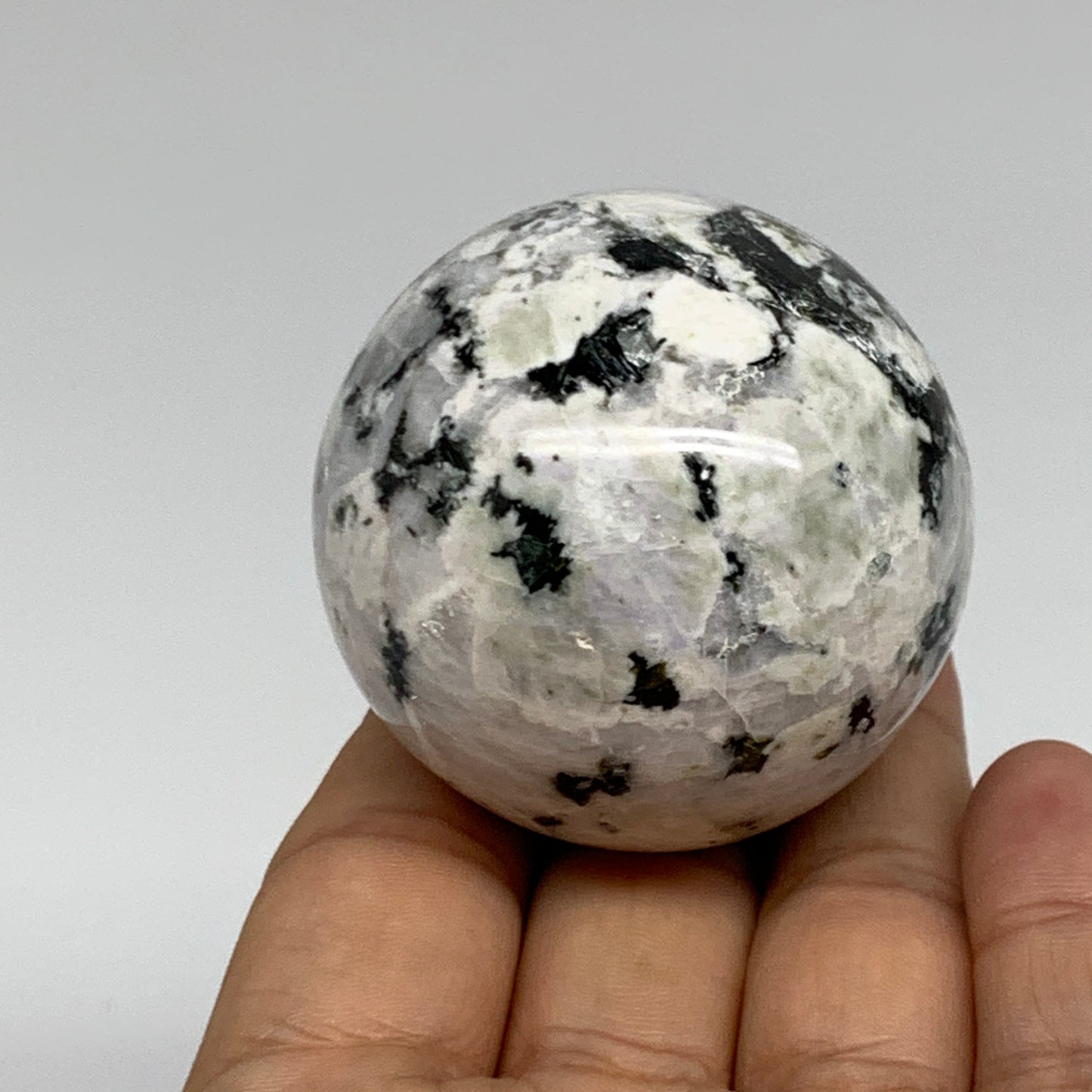 163.1g, 2"(49mm), Natural Rainbow Moonstone Sphere Ball Gemstone, B34962