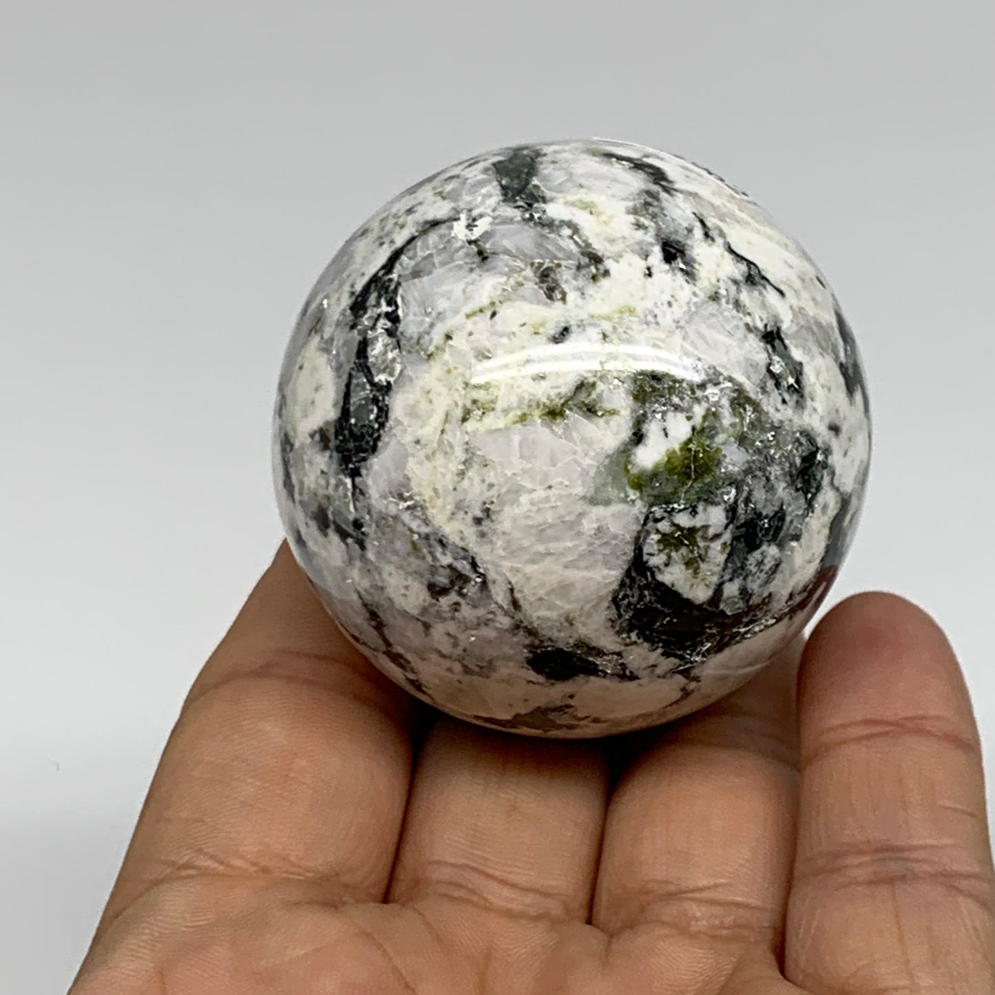 163.1g, 2"(49mm), Natural Rainbow Moonstone Sphere Ball Gemstone, B34962