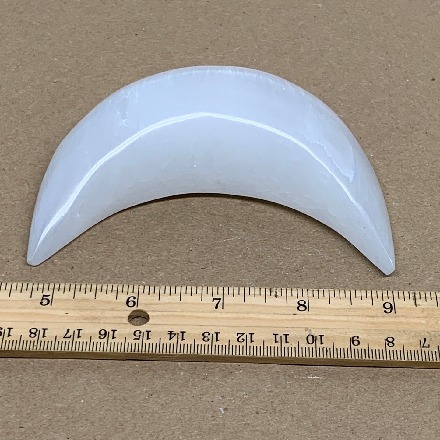 238g, 4.5"x2.2"x1.1", Selenite Crescent Moon Crystal (Satin Spar), B36273
