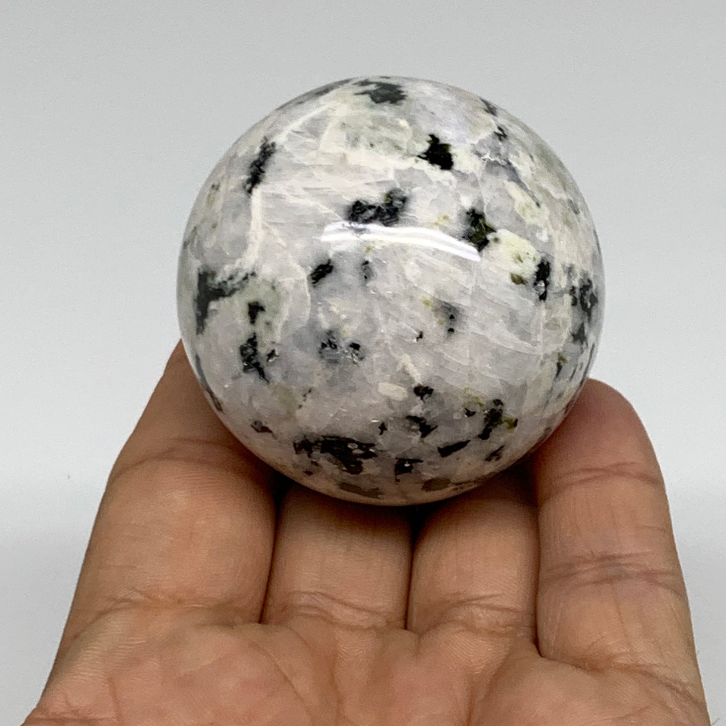 163.1g, 2"(49mm), Natural Rainbow Moonstone Sphere Ball Gemstone, B34962