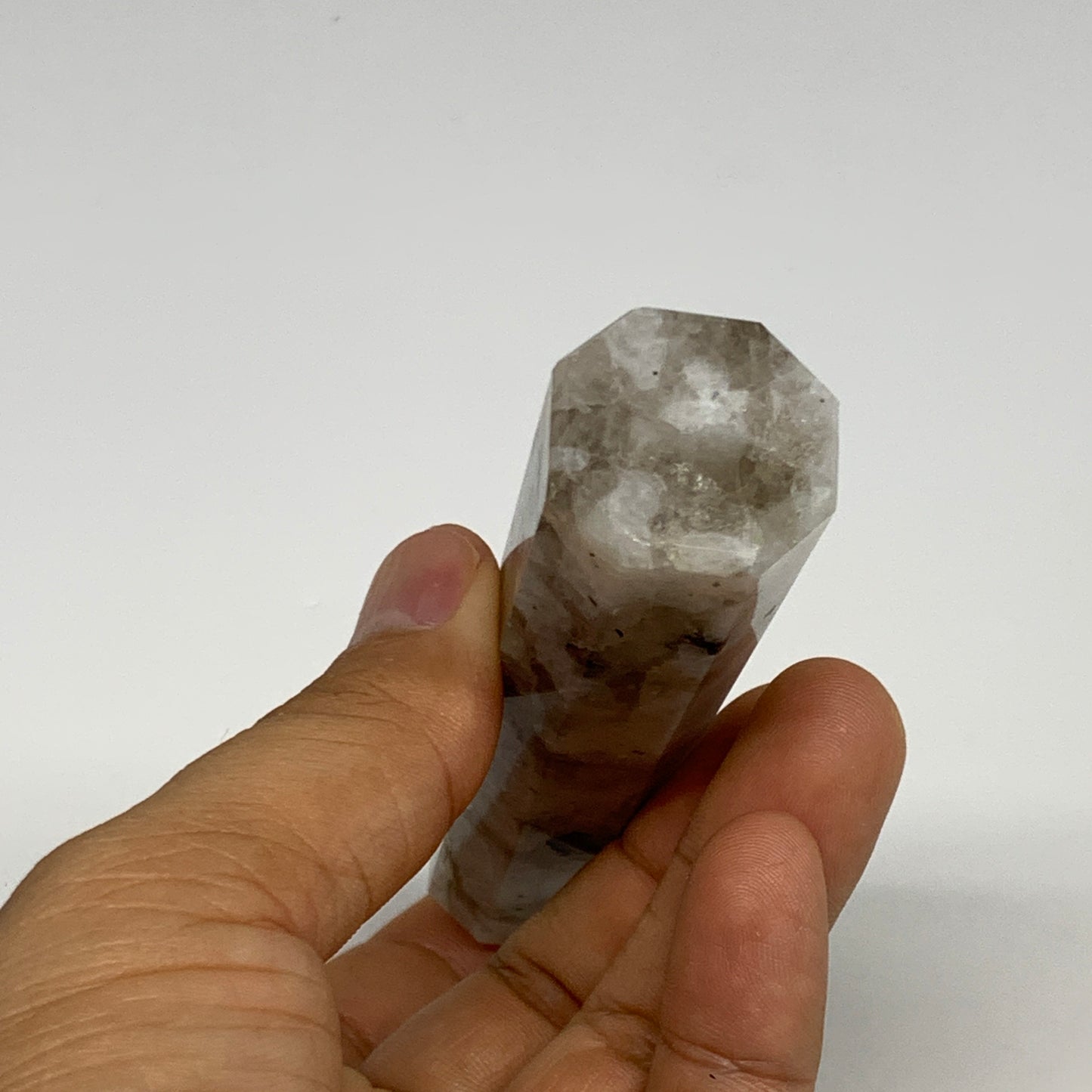 107.3g, 4.2"x1", Rainbow Moonstone Tower Obelisk Point Crystal @India, B29241