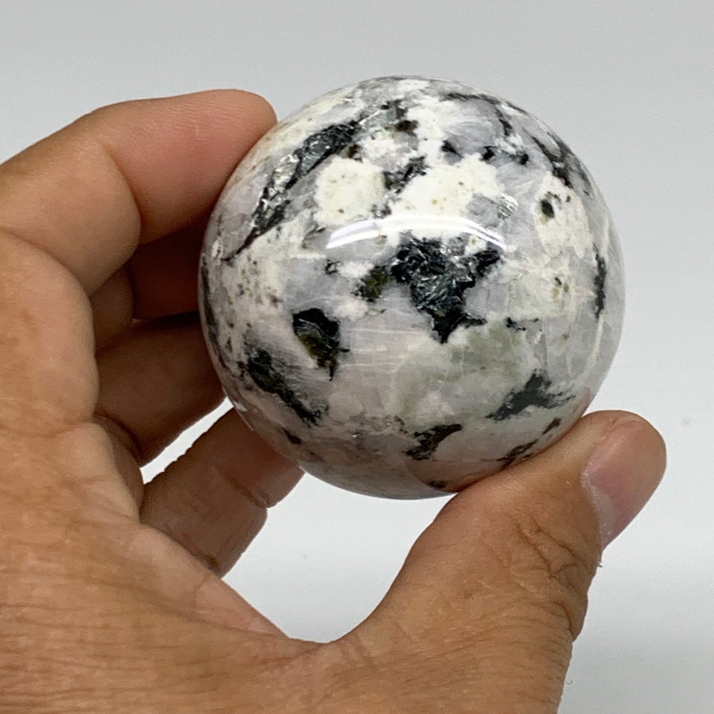 163.1g, 2"(49mm), Natural Rainbow Moonstone Sphere Ball Gemstone, B34962