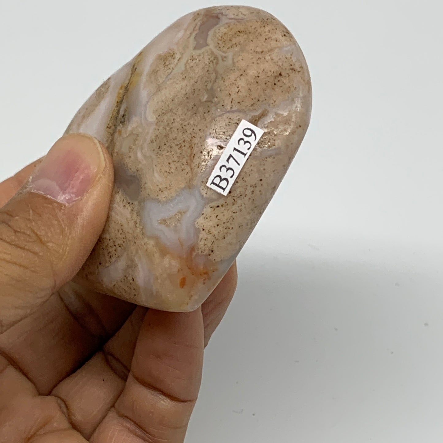 0.34 lbs, 2.6"x2.7"x1.1", Cherry Blossom Flower Agate Heart Crystal, B37139