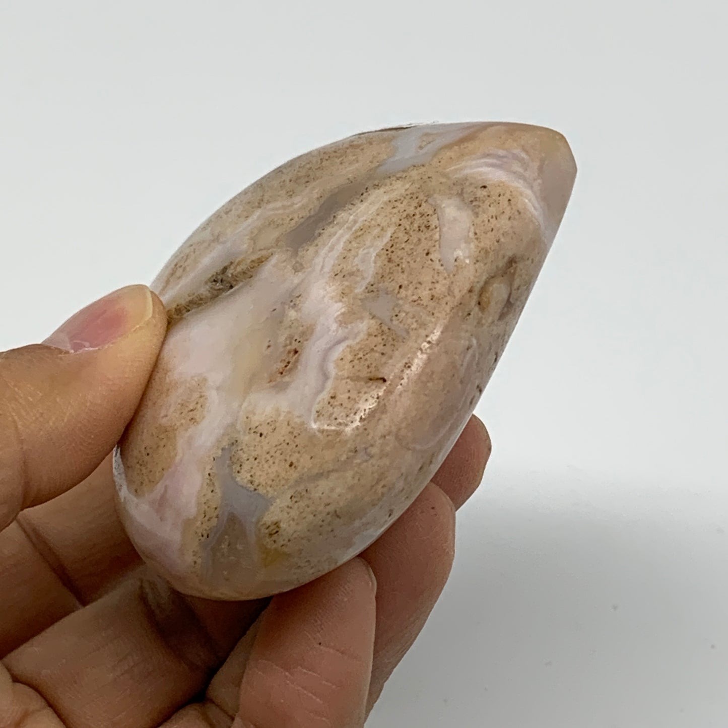 0.34 lbs, 2.6"x2.7"x1.1", Cherry Blossom Flower Agate Heart Crystal, B37139