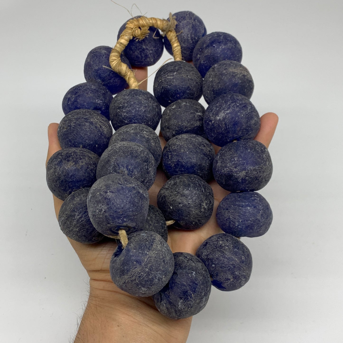 2.1 lbs, 25mm-30mm, 1 Strand, 24 beads, Blue Sea Glass Beads, B35677