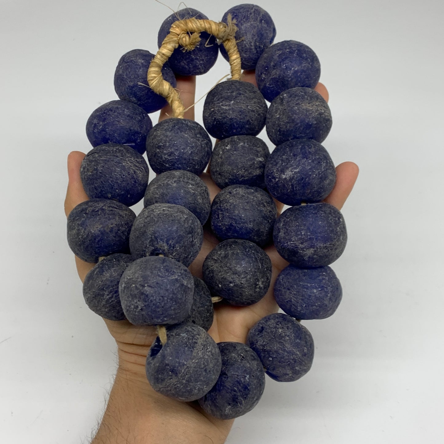 2.1 lbs, 25mm-30mm, 1 Strand, 24 beads, Blue Sea Glass Beads, B35677