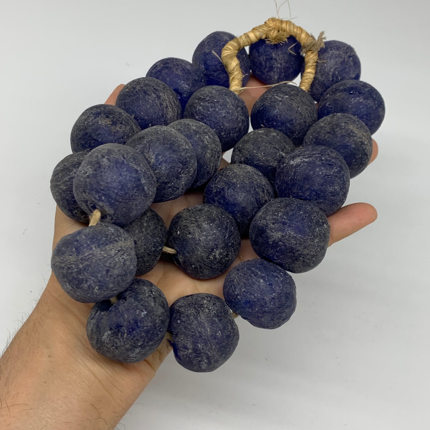 2.1 lbs, 25mm-30mm, 1 Strand, 24 beads, Blue Sea Glass Beads, B35677